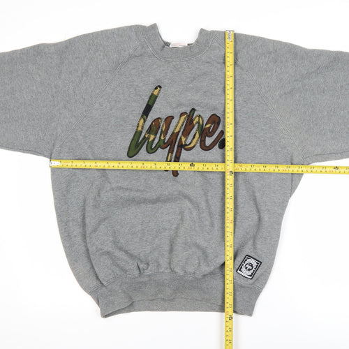 Hype Boys Grey Large Crew Neck Pullover Sweatshirt with Logo Print