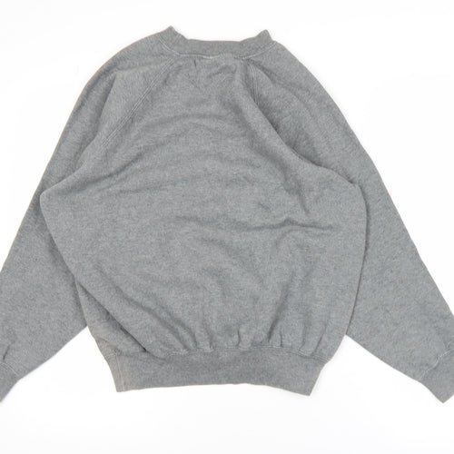 Hype Boys Grey Large Crew Neck Pullover Sweatshirt with Logo Print