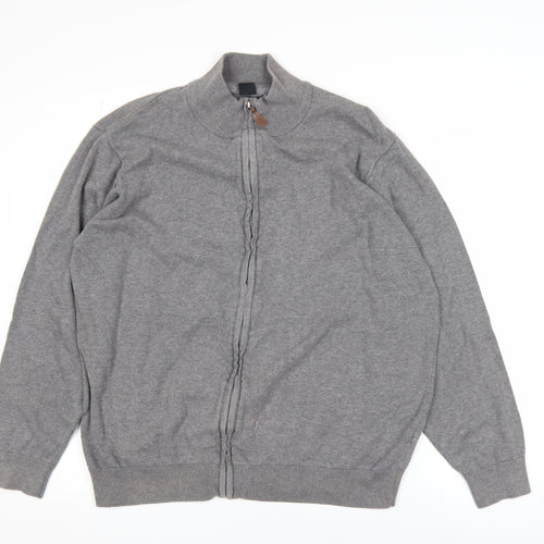 Cotton Traders Men’s Grey 2XL Full Zip Cotton Jumper