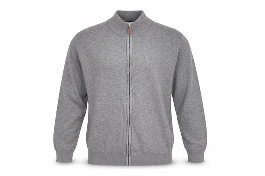 Front view of Cotton Traders Men’s Grey 2XL Full Zip Cotton Jumper