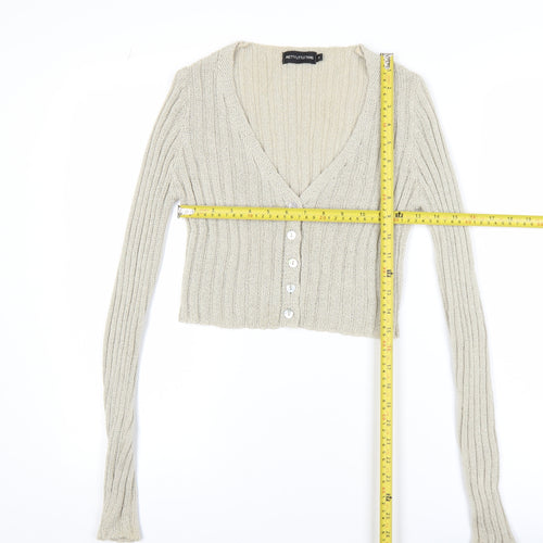 PrettyLittleThing Women's Beige Knit Button Cardigan Size S