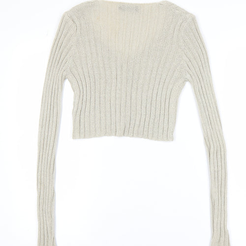 PrettyLittleThing Women's Beige Knit Button Cardigan Size S