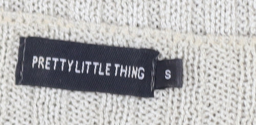 PrettyLittleThing Women's Beige Knit Button Cardigan Size S