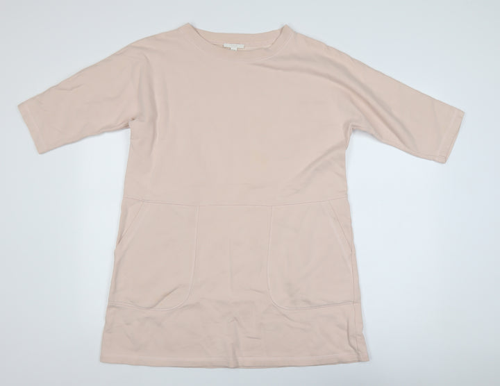 COS Women Beige Cotton Short Shift Dress XS Half Sleeve
