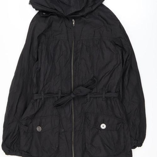 Marks and Spencer Women’s Black Hooded Belted Parka Coat Size 10