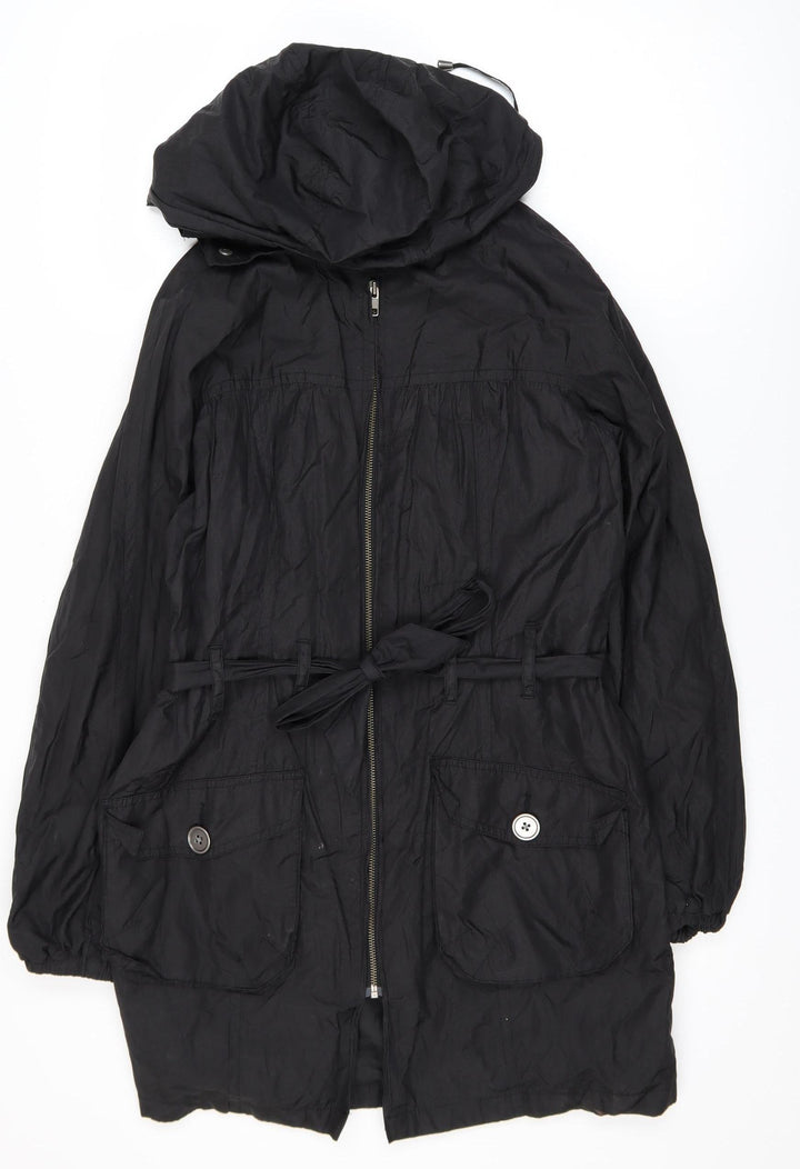 Marks and Spencer Women’s Black Hooded Belted Parka Coat Size 10