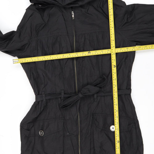 Marks and Spencer Women’s Black Hooded Belted Parka Coat Size 10