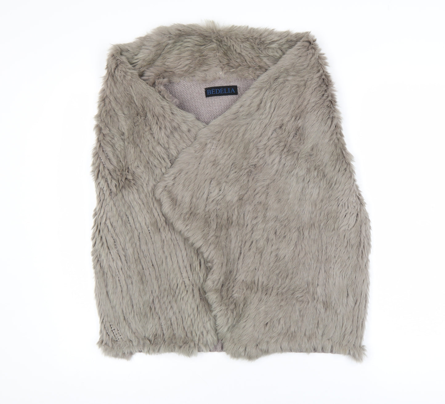 Bédelia Women's Grey Rabbit Fur Wool Blend Sleeveless Waistcoat Size 12