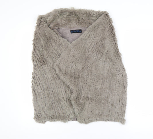 Bédelia Women's Grey Rabbit Fur Wool Blend Sleeveless Waistcoat Size 12
