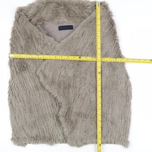 Bédelia Women's Grey Rabbit Fur Wool Blend Sleeveless Waistcoat Size 12