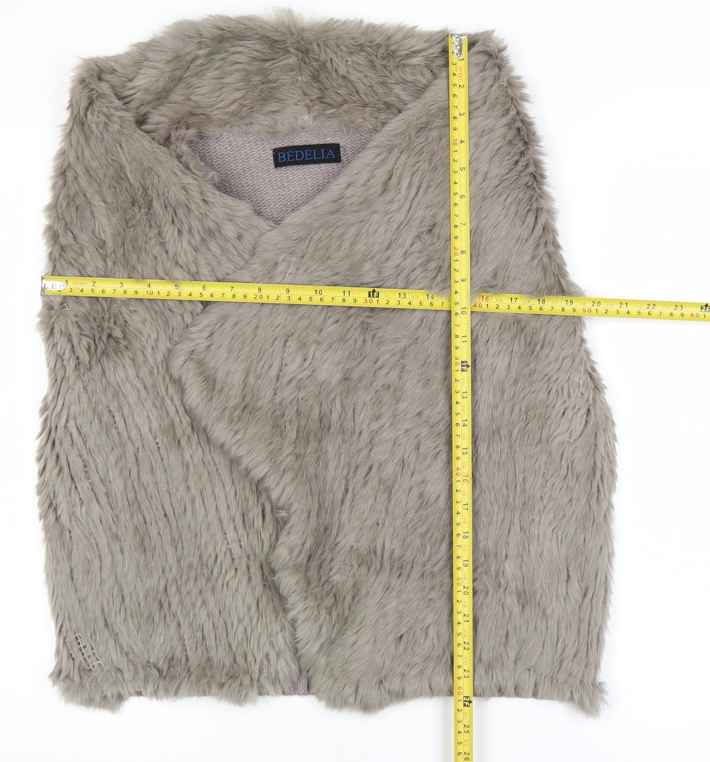Bédelia Women's Grey Rabbit Fur Wool Blend Sleeveless Waistcoat Size 12