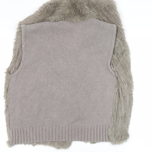 Bédelia Women's Grey Rabbit Fur Wool Blend Sleeveless Waistcoat Size 12