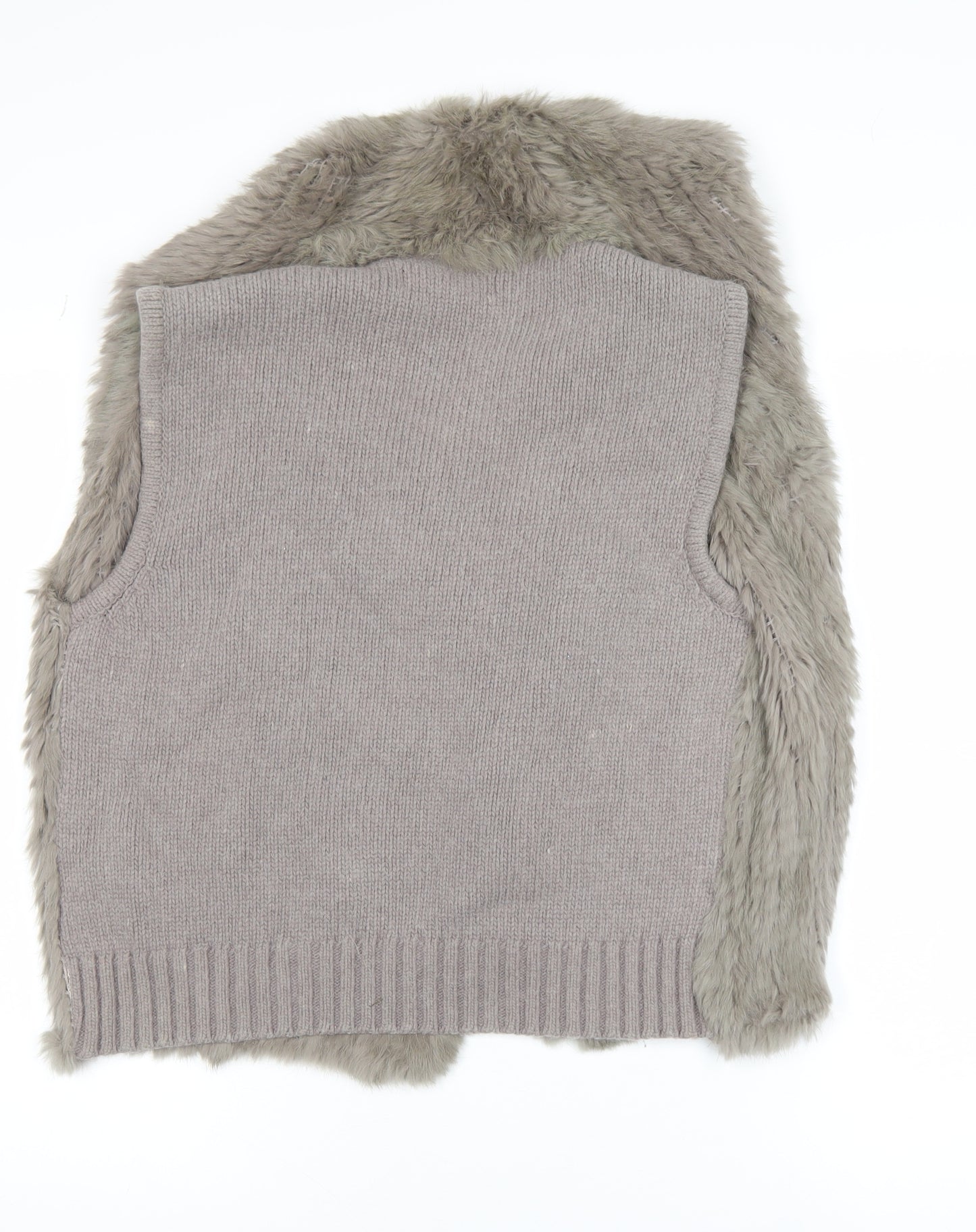 Bédelia Women's Grey Rabbit Fur Wool Blend Sleeveless Waistcoat Size 12