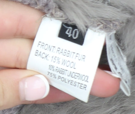 Bédelia Women's Grey Rabbit Fur Wool Blend Sleeveless Waistcoat Size 12