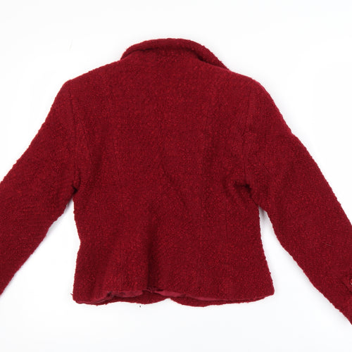 Hobbs Womens Red Wool Blend Classic Short Blazer Size 14