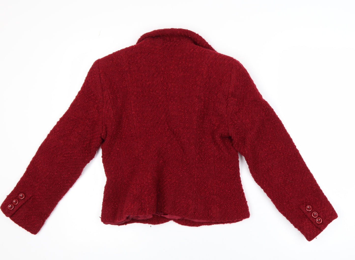 Hobbs Womens Red Wool Blend Classic Short Blazer Size 14