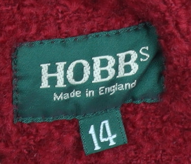 Hobbs Womens Red Wool Blend Classic Short Blazer Size 14