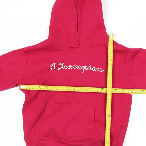 Champion Girls Pink Pullover Hoodie Medium 9-10 Years Logo Fleece