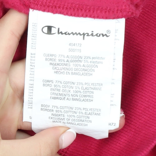Champion Girls Pink Pullover Hoodie Medium 9-10 Years Logo Fleece