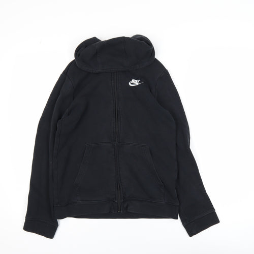 Nike Boys Black Full Zip Hoodie Size L 147-158cm Cotton Blend
