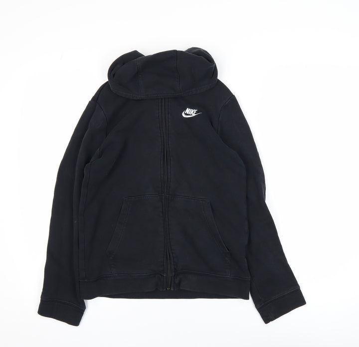 Nike Boys Black Full Zip Hoodie Size L 147-158cm Cotton Blend