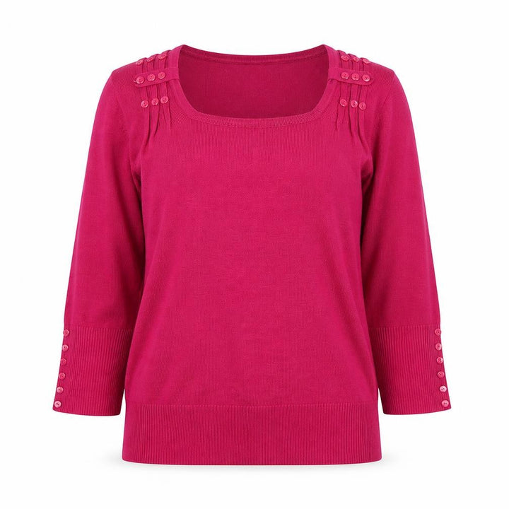 Roman Women’s Pink 3/4 Sleeve Knit Square Neck Blouse Size 16