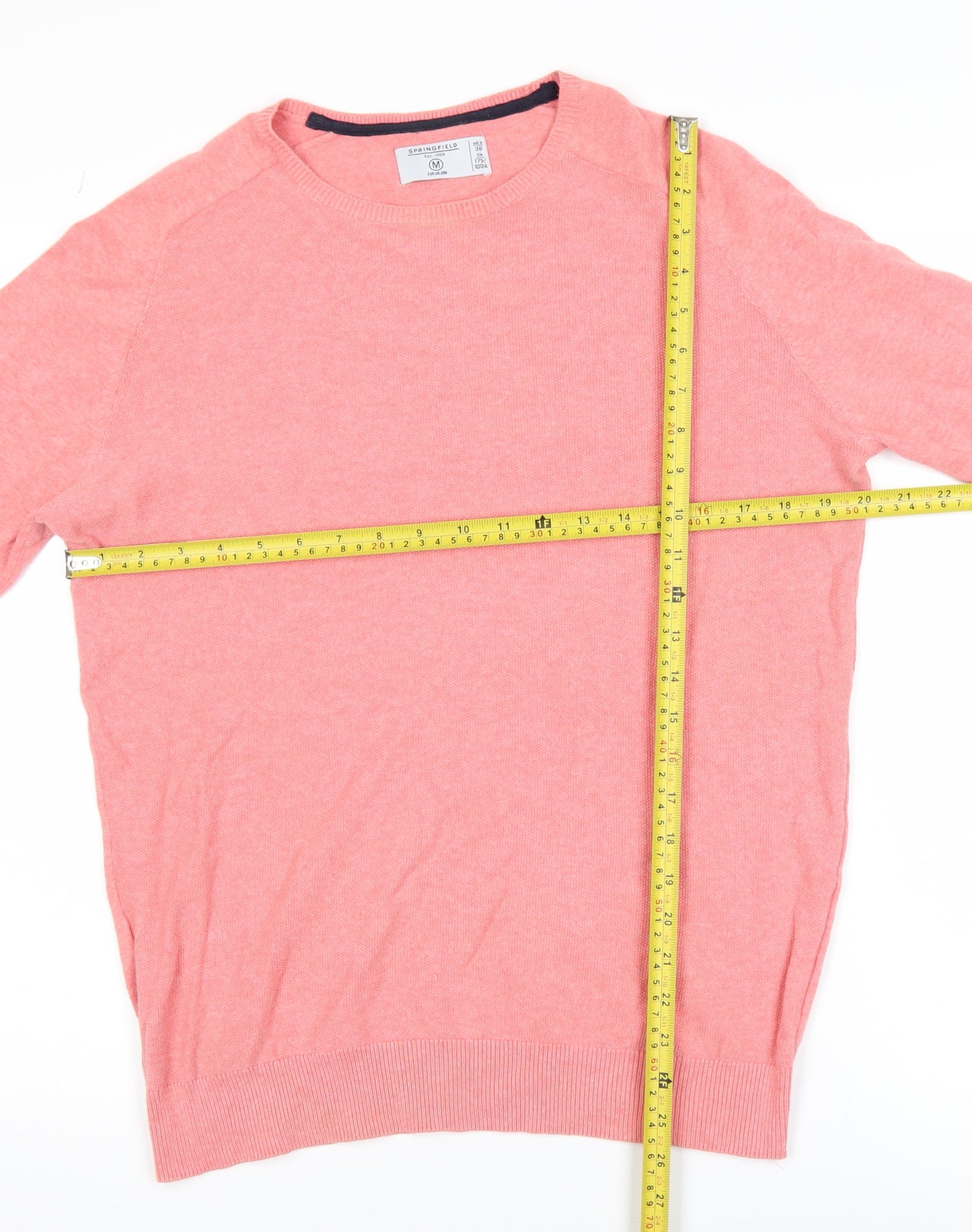 Springfield Womens Pink Crew Neck Cotton Pullover Jumper Size 12