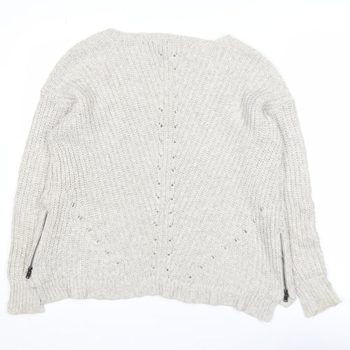 American Eagle Outfitters Women's Beige M Chunky Knit V-Neck Jumper