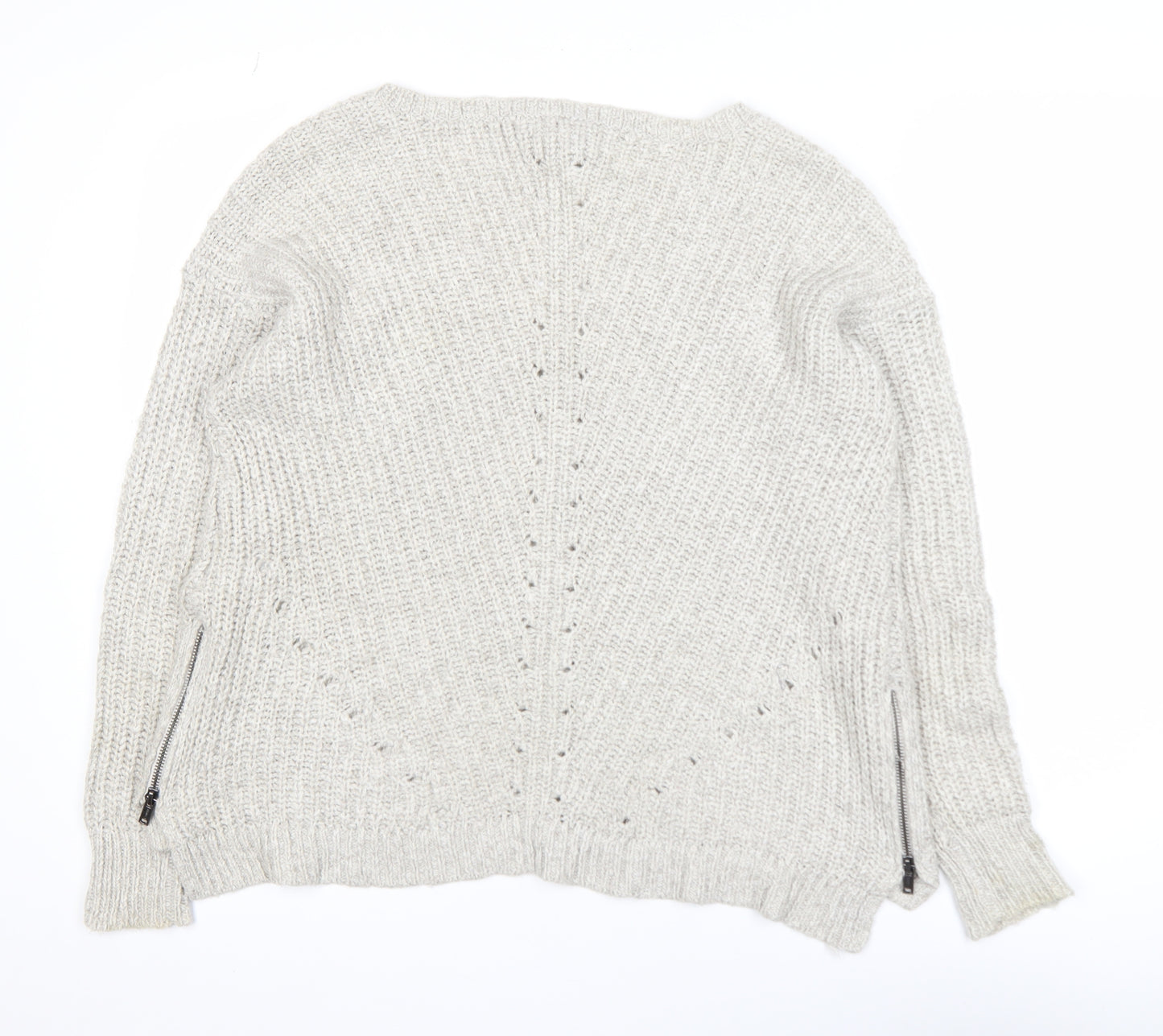 American Eagle Outfitters Women's Beige M Chunky Knit V-Neck Jumper