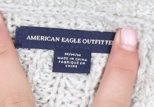 American Eagle Outfitters Women's Beige M Chunky Knit V-Neck Jumper