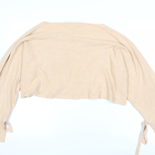 Zara Women Beige Knit Cropped Pullover Jumper Size 14