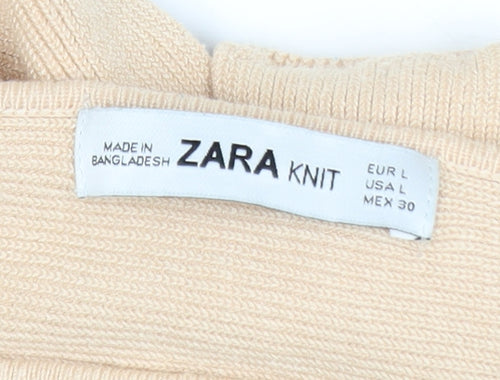Zara Women Beige Knit Cropped Pullover Jumper Size 14