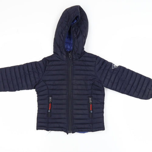 Joules Boys Blue Hooded Puffer Jacket 2 Years Lightweight Winter Coat