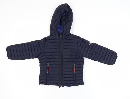 Joules Boys Blue Hooded Puffer Jacket 2 Years Lightweight Winter Coat