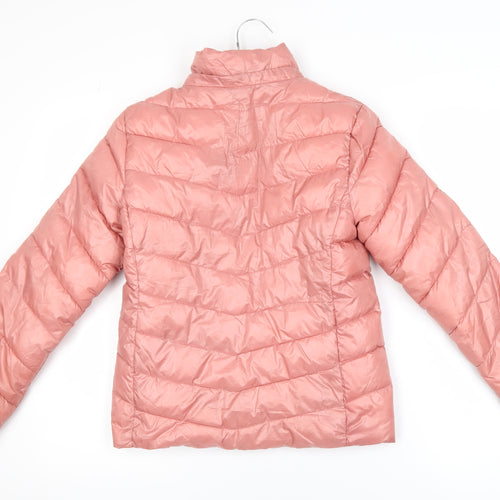 H&M Girls Pink Puffer Jacket 14-15 Years Lightweight Quilted Zip Coat
