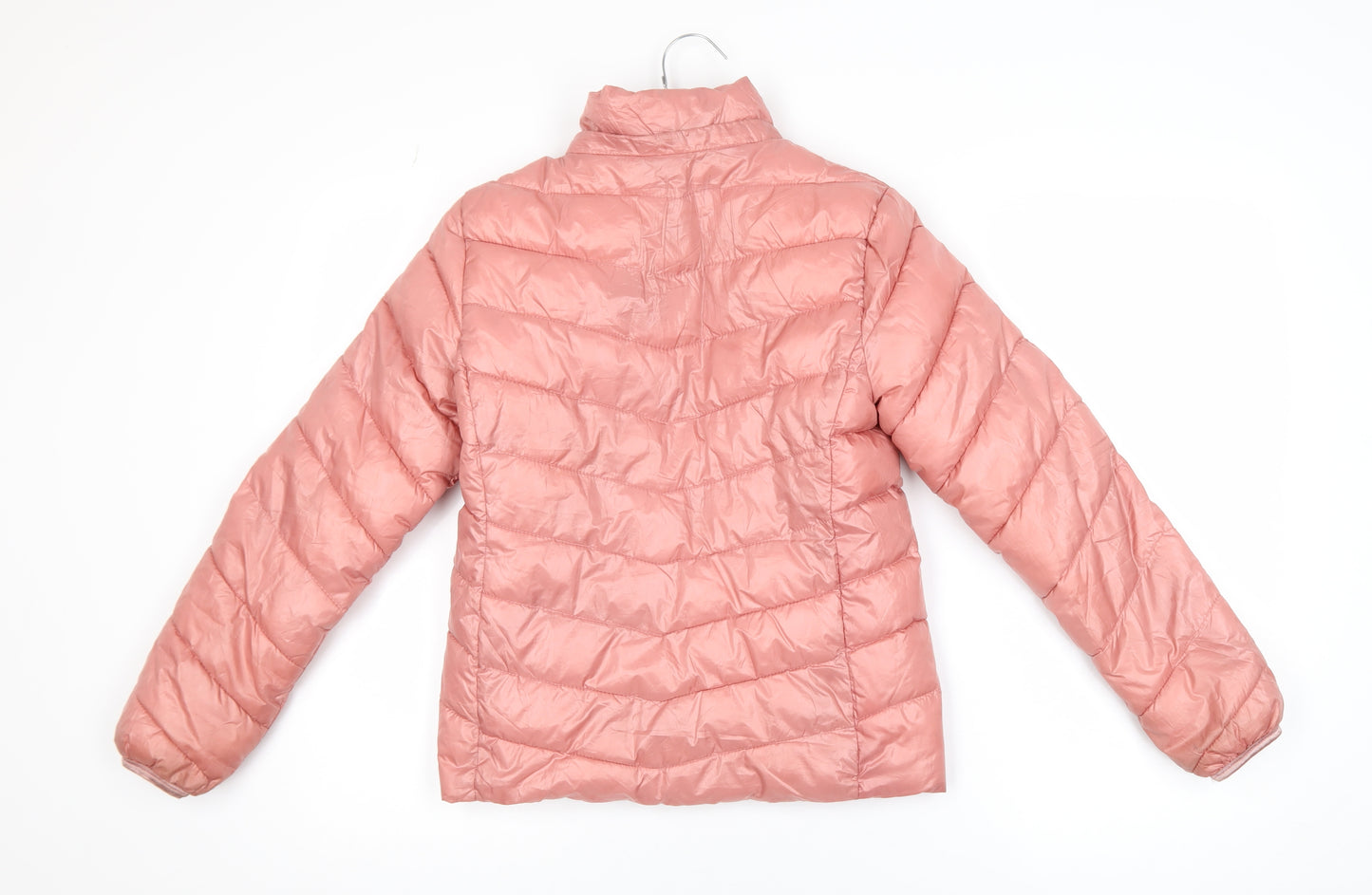 H&M Girls Pink Puffer Jacket 14-15 Years Lightweight Quilted Zip Coat