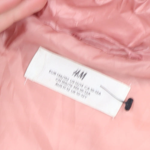 H&M Girls Pink Puffer Jacket 14-15 Years Lightweight Quilted Zip Coat