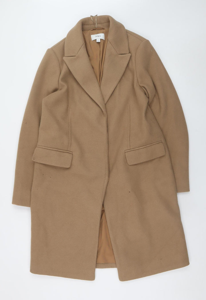 Marks and Spencer Women’s Beige Long Overcoat Size 12 Classic Style