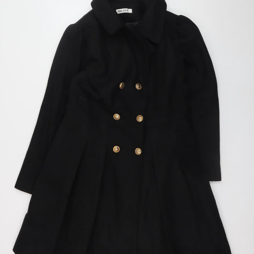Grace Karin Women's Black Long Overcoat Lined Coat Size L