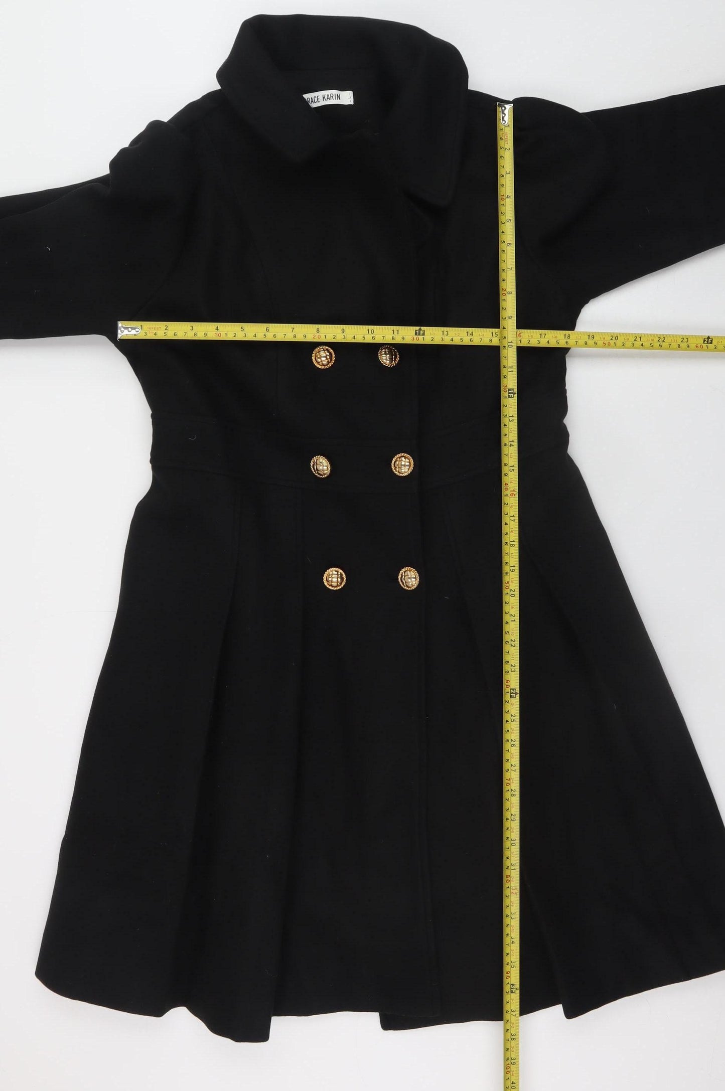 Grace Karin Women's Black Long Overcoat Lined Coat Size L