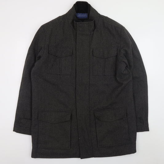 Thomas Nash Men’s Grey Wool Blend Military Coat XL