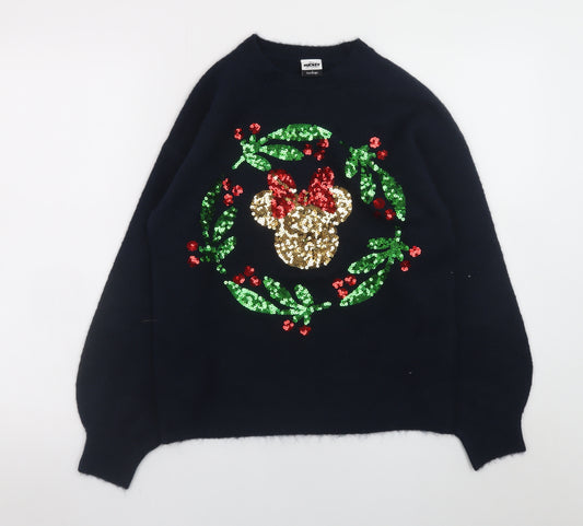 George Disney Women’s Black Sequin Christmas Jumper S