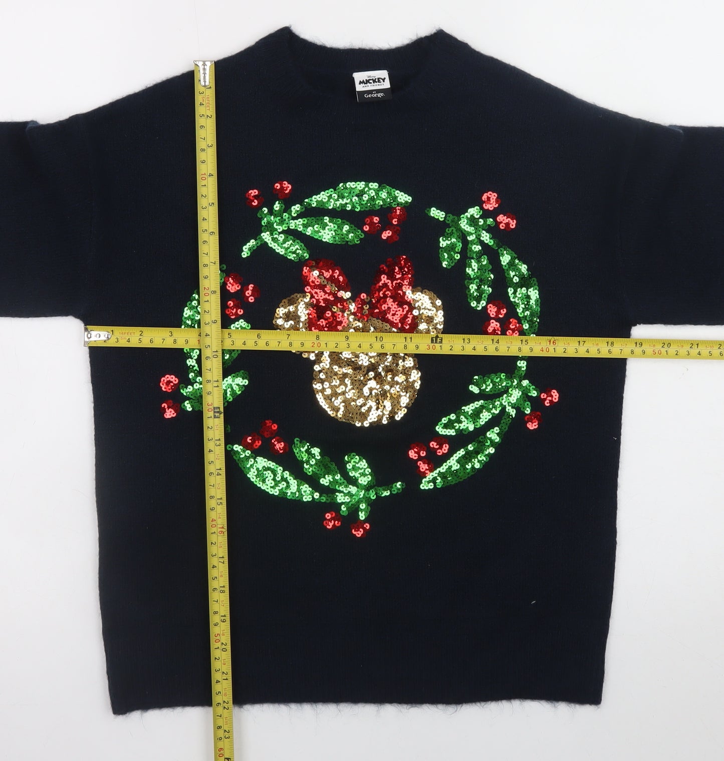 George Disney Women’s Black Sequin Christmas Jumper S
