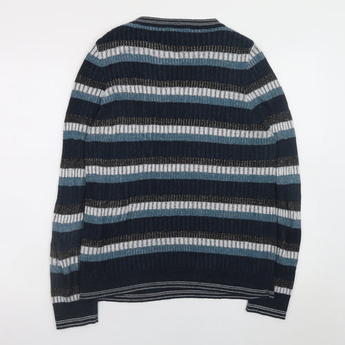 Next Women’s Blue Striped Acrylic Jumper L Crew Neck Long Sleeve