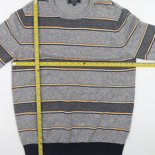 Maine New England Men’s Grey Striped Cotton Pullover Jumper M