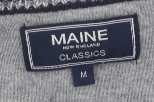 Maine New England Men’s Grey Striped Cotton Pullover Jumper M