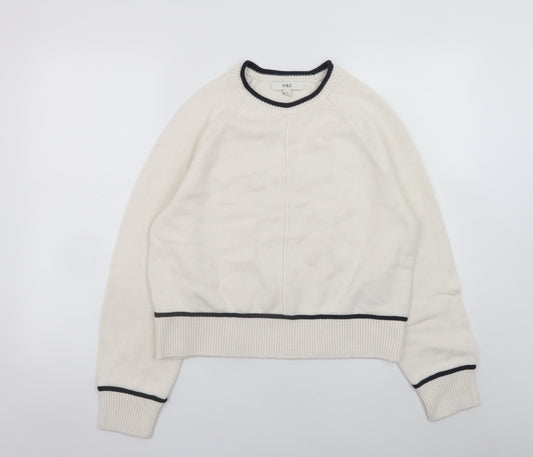Marks and Spencer Womens Ivory Crew Neck Knit Jumper Size M