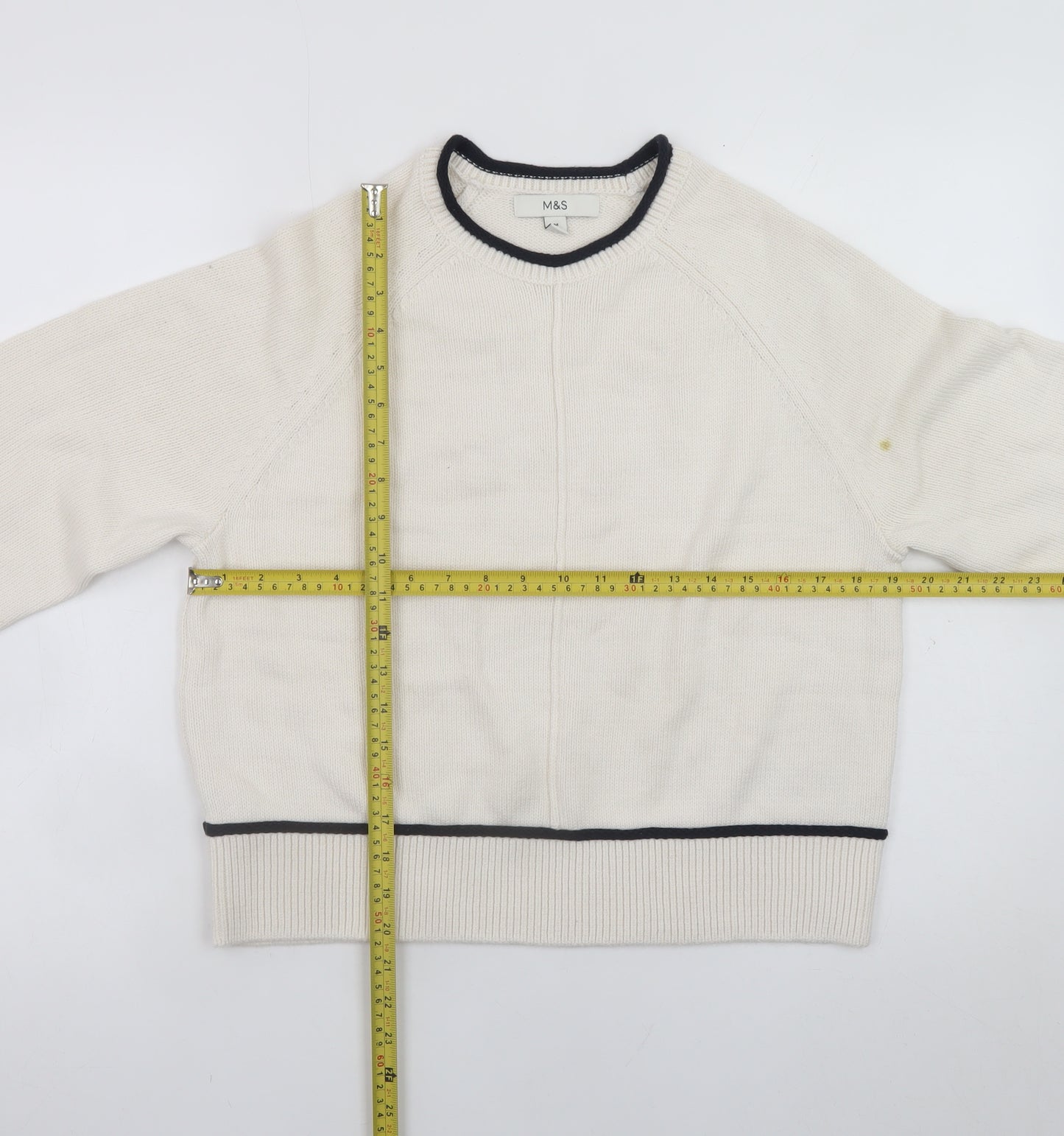 Marks and Spencer Womens Ivory Crew Neck Knit Jumper Size M