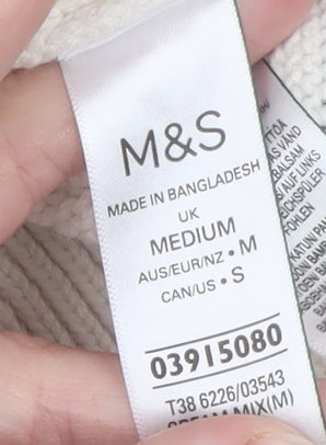 Marks and Spencer Womens Ivory Crew Neck Knit Jumper Size M