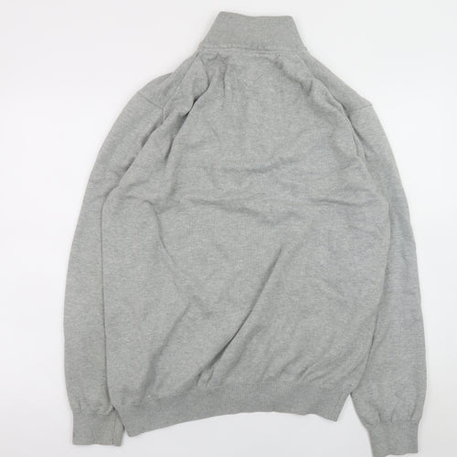 Tommy Hilfiger Men's Grey XL High Neck 1/2 Zip Cotton Jumper
